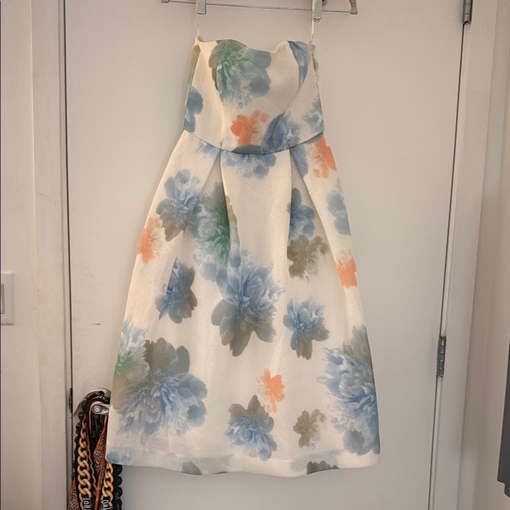 Calvin Klein Blue and Orange Strapless Sundress